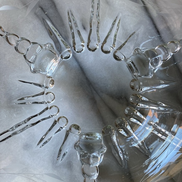 W.J. Hughes Genuine Crystal Radiance Cornflower Etched Three Footed Serving Bowl - Picture 4 of 10